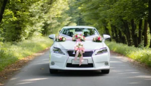 Fleurs et rubans sur la route du bonheur : sublimer la voiture des mariés sans stress